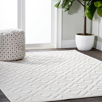 Portmany Neutral Diamond Trellis Indoor/outdoor Area Rug